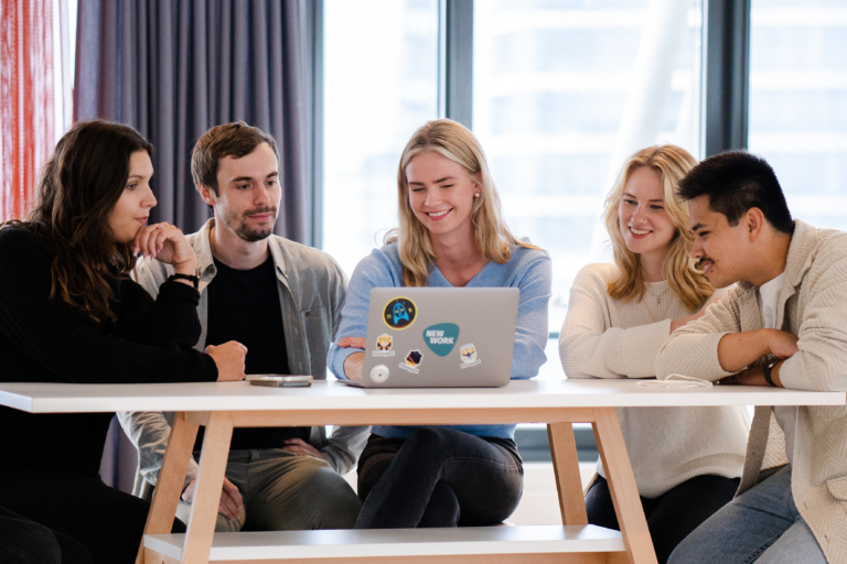 People in front of a computer